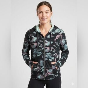 ATHLETA Triumph Full Zip Hoodie S Watercolor Camo $118 Retail NWOT